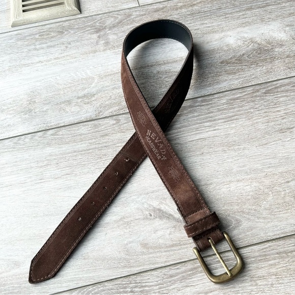Vintage Nevada Jeanswear Floral Embossed Suede Leather Belt - Picture 1 of 12